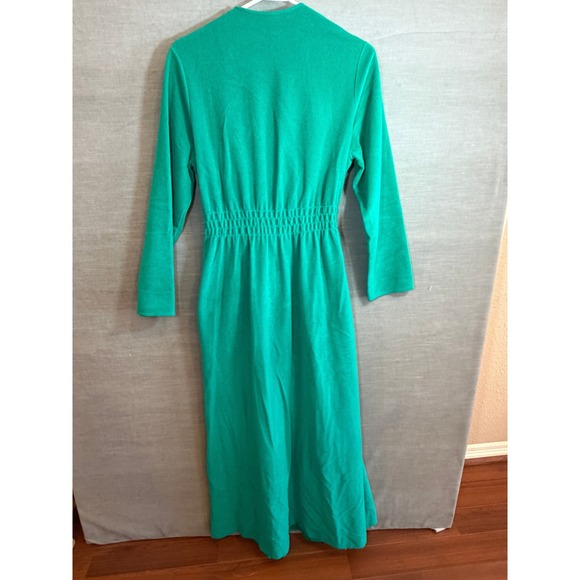 Vintage Vanity Fair Green Long Wrap Robe Size 16 Maxi Lounge Sleepwear Pockets - Picture 3 of 10